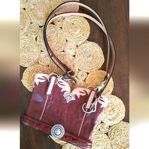 Charlie 1 Horse Artist Made Unique Leather Cowboy Cowgirl Style Bag Burgundy